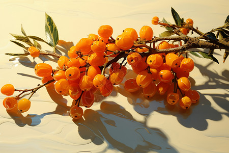 沙棘籽橙色浆果插画