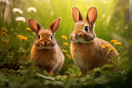 可爱的野兔背景图片