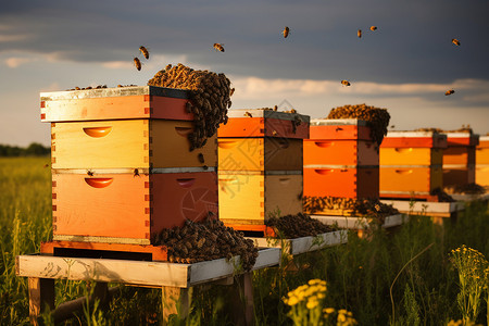 蜜蜂窝自然蜜蜂采摘背景