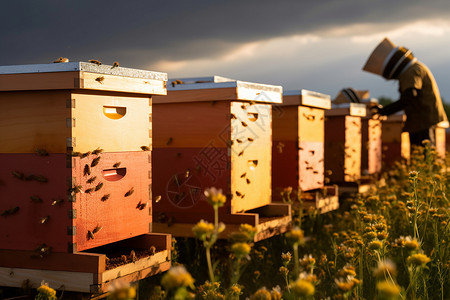 蜜蜂窝农业养蜂场背景