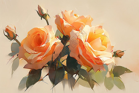 美丽的玫瑰插画背景图片
