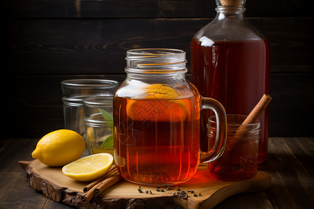健康养生的柠檬红茶图片
