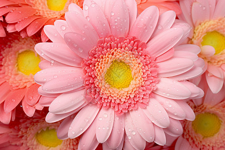 粉色花朵中的水珠图片