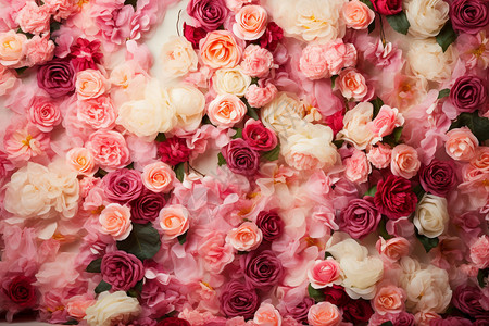 铺满玫瑰的花墙背景图片