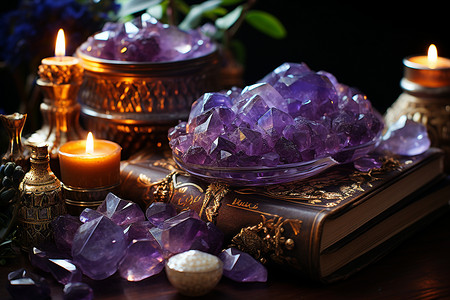 神秘的魔法紫水晶背景图片