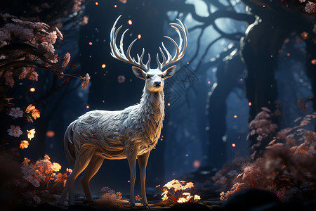 梦幻森林中的童话鹿图片