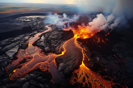 壮观火山喷发景观高清图片