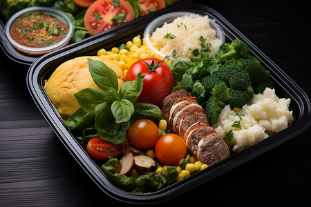 餐盒素材美味健康的减脂餐盒背景