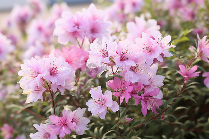 花园里的粉色花丛图片