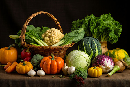 丰收的天然美食蔬菜高清图片素材