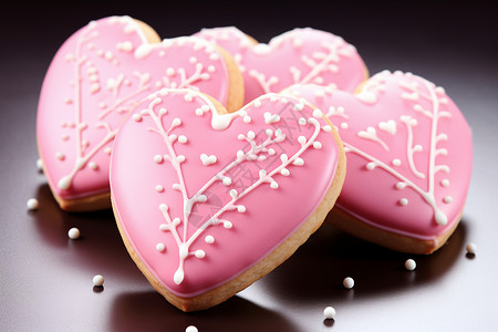 粉色的爱心饼干背景