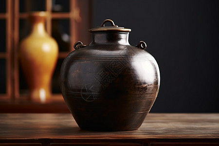 中国古老的酒坛背景图片