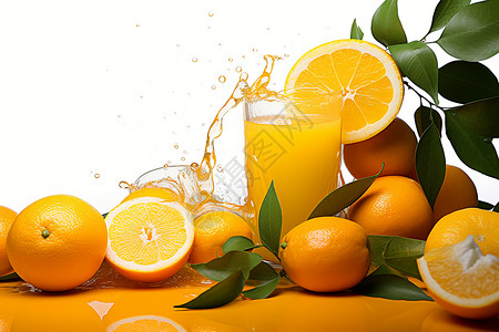 清新果汁与橙子图片