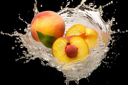 水中的两颗桃子图片
