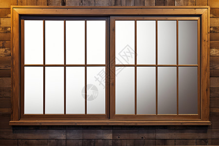 一扇木质框架的窗户图片