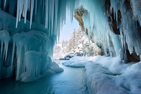 冬季里的洞穴环境图片