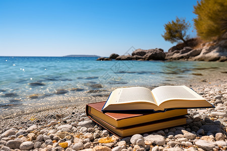 书与石头素材书与海的相遇背景