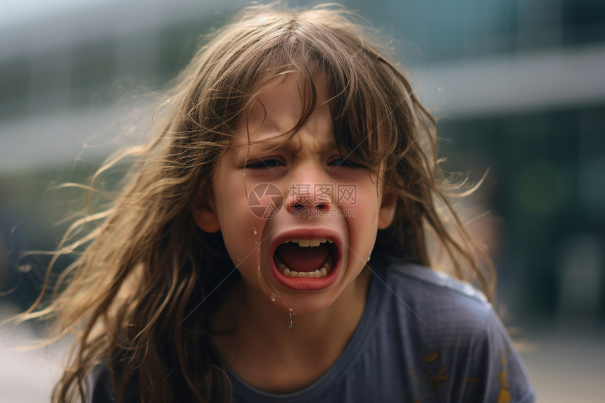 一个小女孩哭泣图片