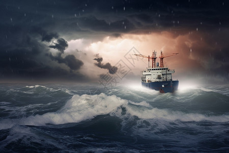海上雷雨航行在雨天海上的轮船设计图片