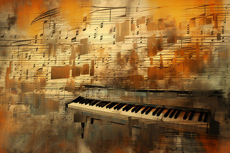 钢琴与音符图片