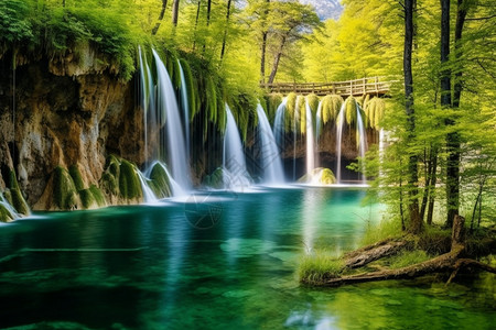 美丽的小溪和瀑布图片