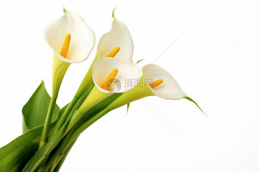 四朵白色的花朵图片