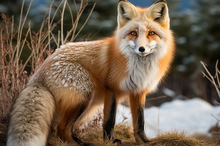 雪地里红狐雪中狐影背景