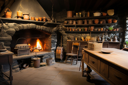 古朴温馨的厨房图片