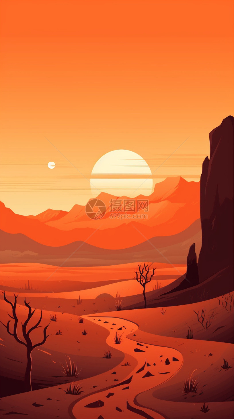沙漠插画景观图片