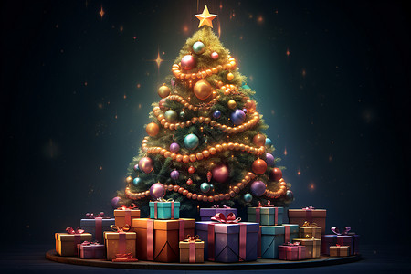 室内精美的圣诞树背景图片
