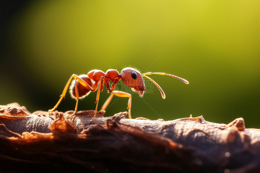 枝干上的红蚂蚁图片