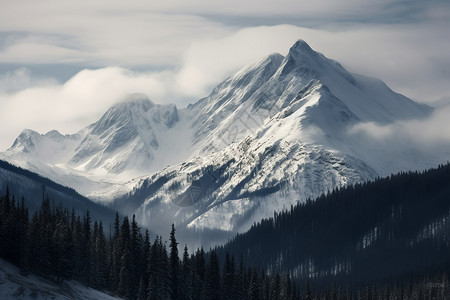 被云雾环绕的白色山峰图片