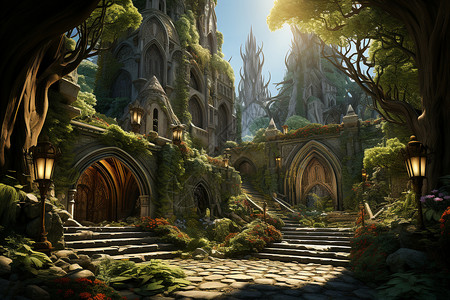 奇幻城堡的梦幻画面图片