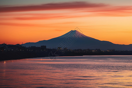 夕阳下的富士山背景图片