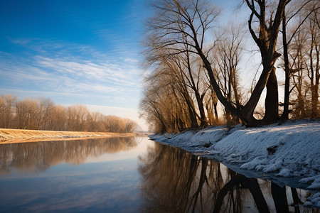 冬日多瑙河畔的雪景图片