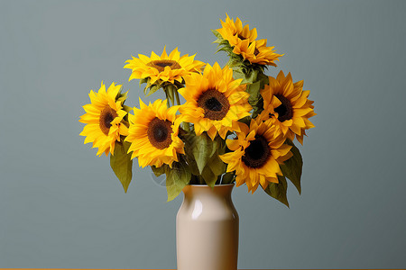 花瓶里的黄色向日葵图片