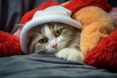 戴着帽子的可爱猫咪图片