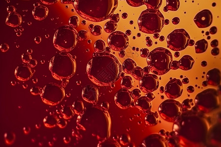 红色液体中的微观景象背景图片