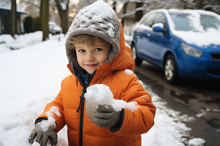 手举牌子小男孩玩雪的孩子背景