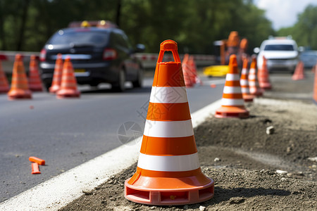 道路上的施工障碍图片