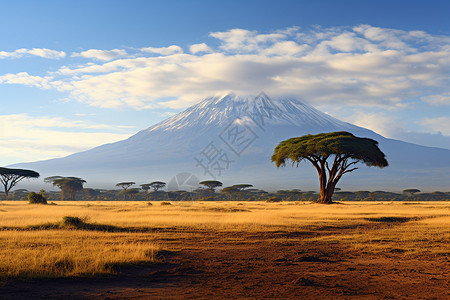 沙漠公园高山下的草原（去掉不相关关键词，公园，火山）背景