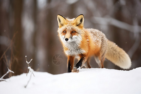 雪地中狐狸图片
