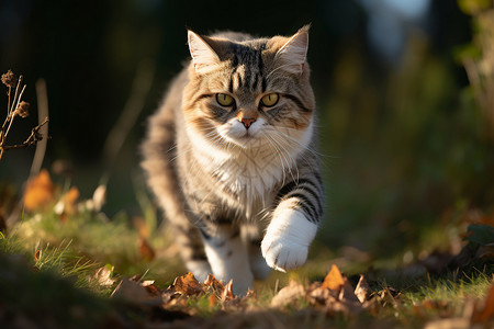正在奔跑的猫咪大眼睛高清图片素材