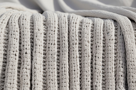 白色毛线编织毯子图片