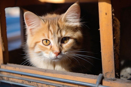 笼子中的猫咪背景图片