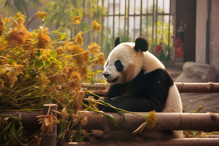憨态可掬的大熊猫背景图片