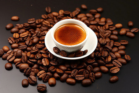 咖啡豆上的咖啡图片