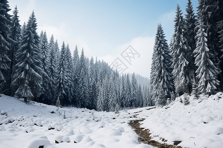 冬季松树林素材雪林逍遥趣背景