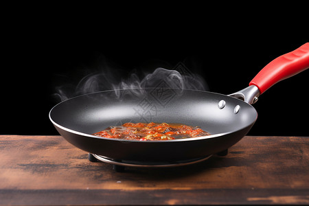 锅中滚烫蒸汽的食物背景图片