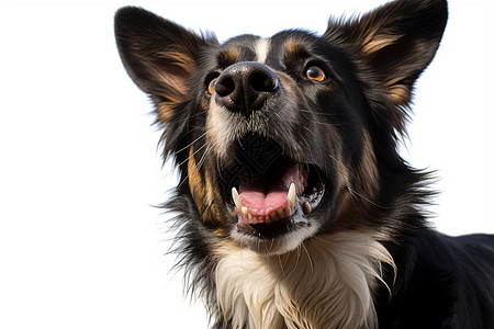 张大嘴巴的黑色狗狗背景图片